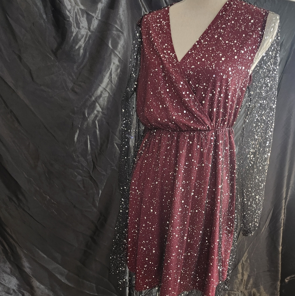 SHEIN Burgundy and Black Sparkle Dress